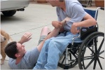 Barton training in his manual wheelchair.